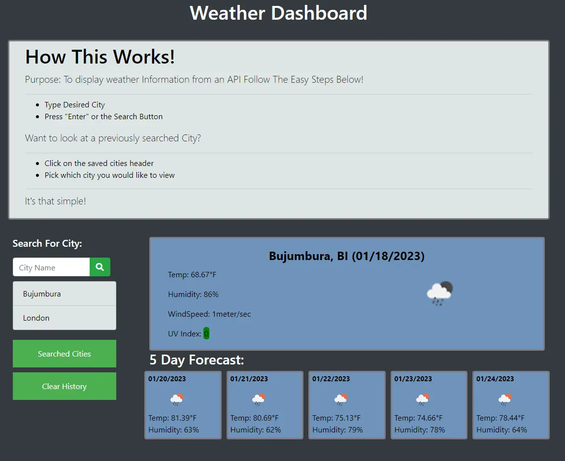 preview for Weather Dashboard